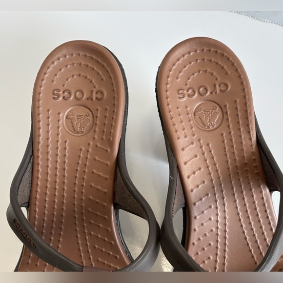 Crocs Cyprus Slip On Platform High Heels Women's Size 8 Brown Strappy Sandals - Picture 13 of 16
